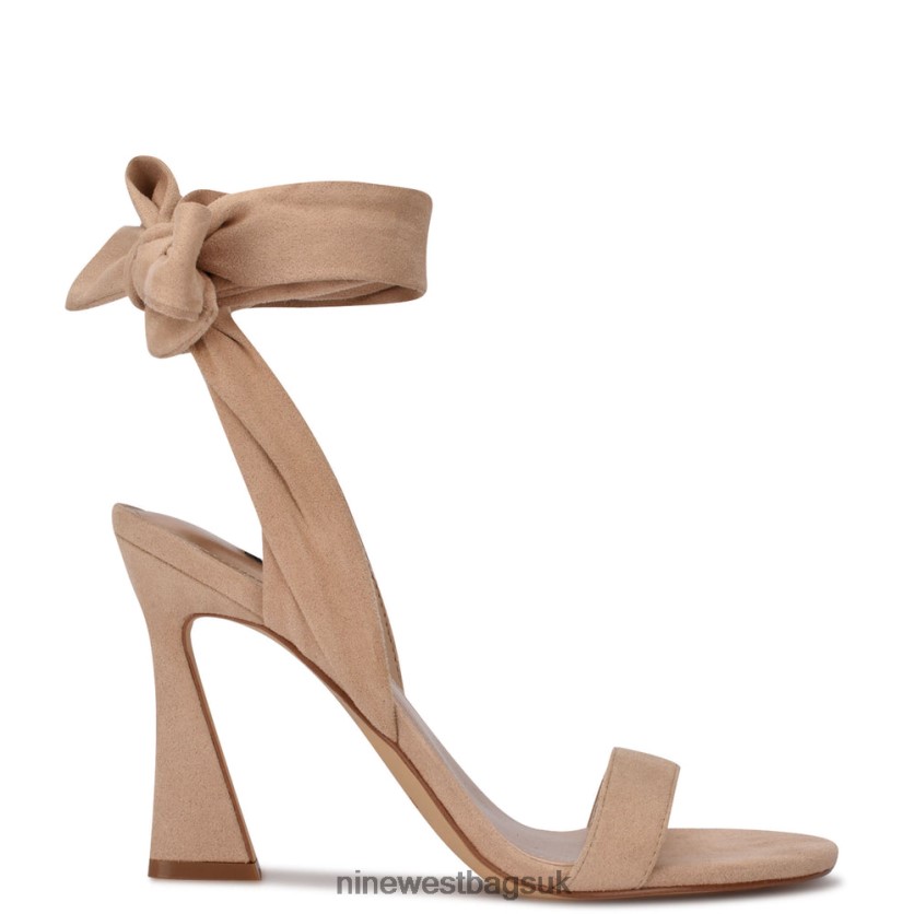Nine West Kelsie Ankle Wrap Heeled Sandals RFX40B624 - Nine West Bags UK Beige Suede