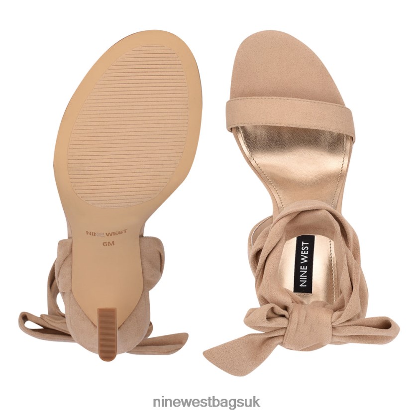 Nine West Kelsie Ankle Wrap Heeled Sandals RFX40B624 - Nine West Bags UK Beige Suede