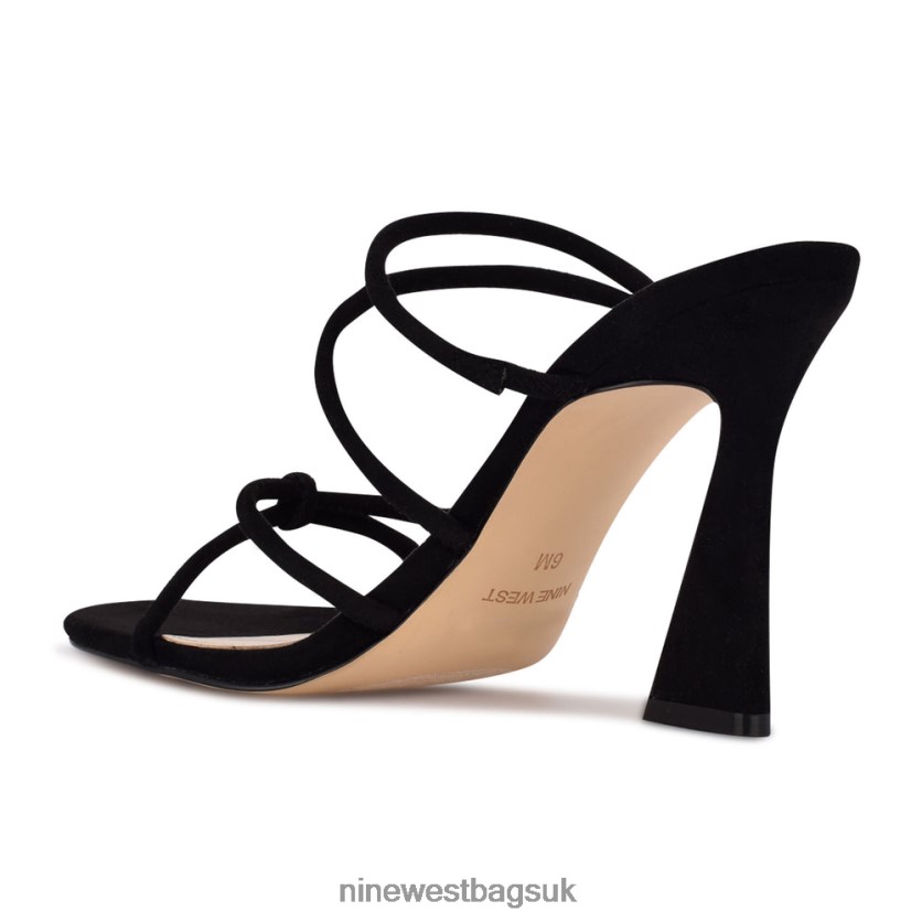 Nine West Kims Heeled Slide Sandals RFX40B621 - Nine West UK Black Suede