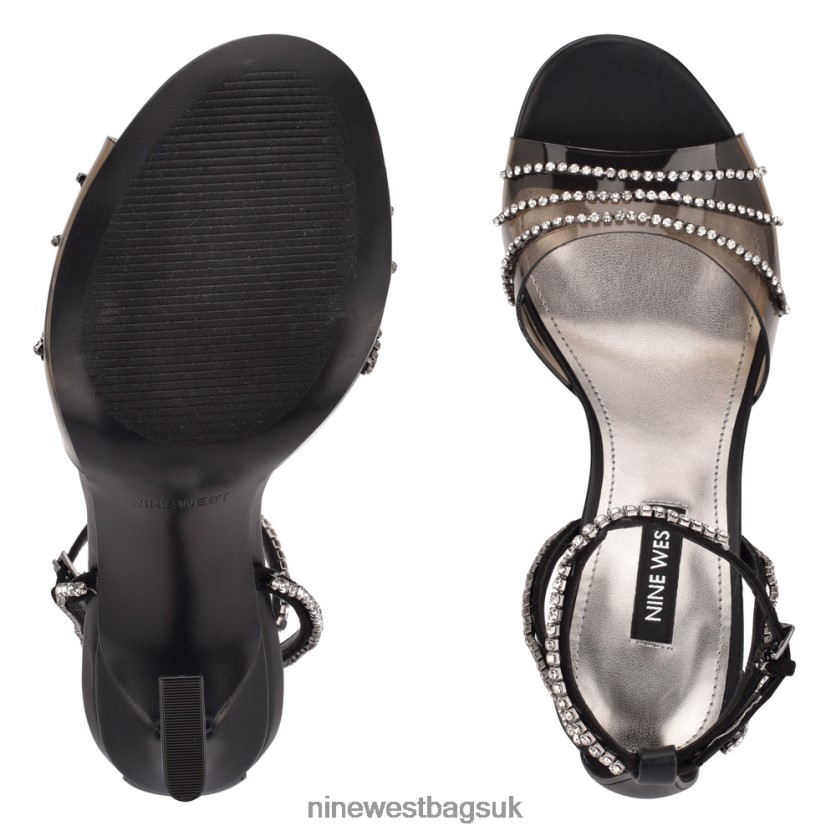 Nine West Klass Heeled Sandals RFX40B404 - Nine West Bags UK Black/Smoke Crystal