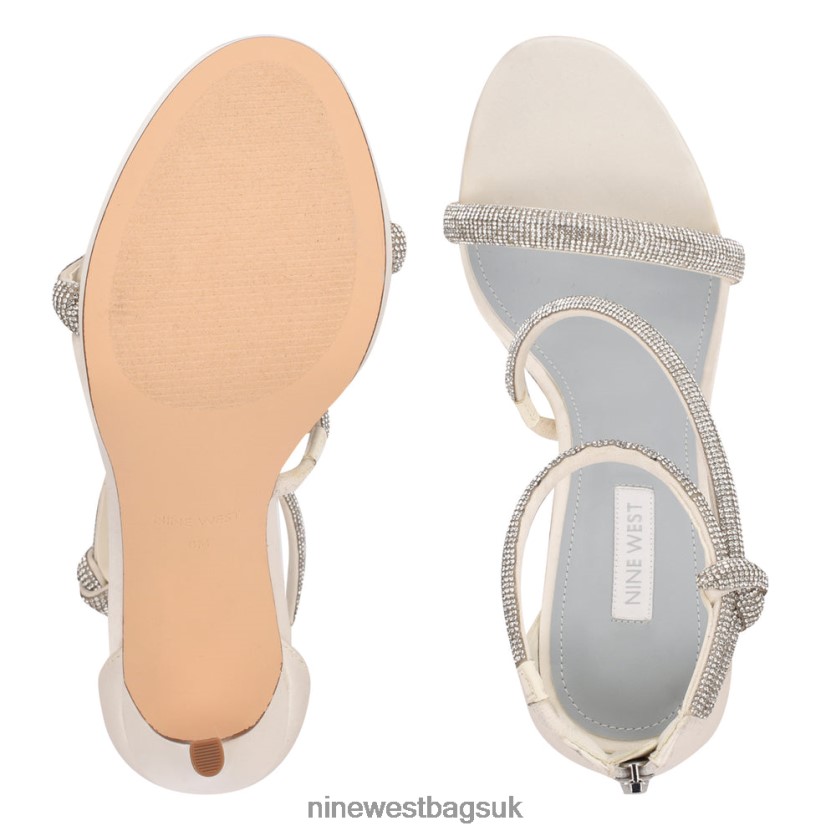 Nine West Lavern Strappy Heeled Sandals RFX40B1895 - Nine West UK Sale Ivory Crystal Satin