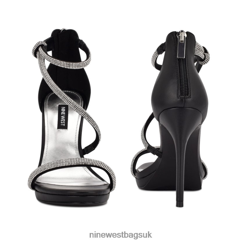 Nine West Lavern Strappy Heeled Sandals RFX40B1897 - Nine West UK Black Suede