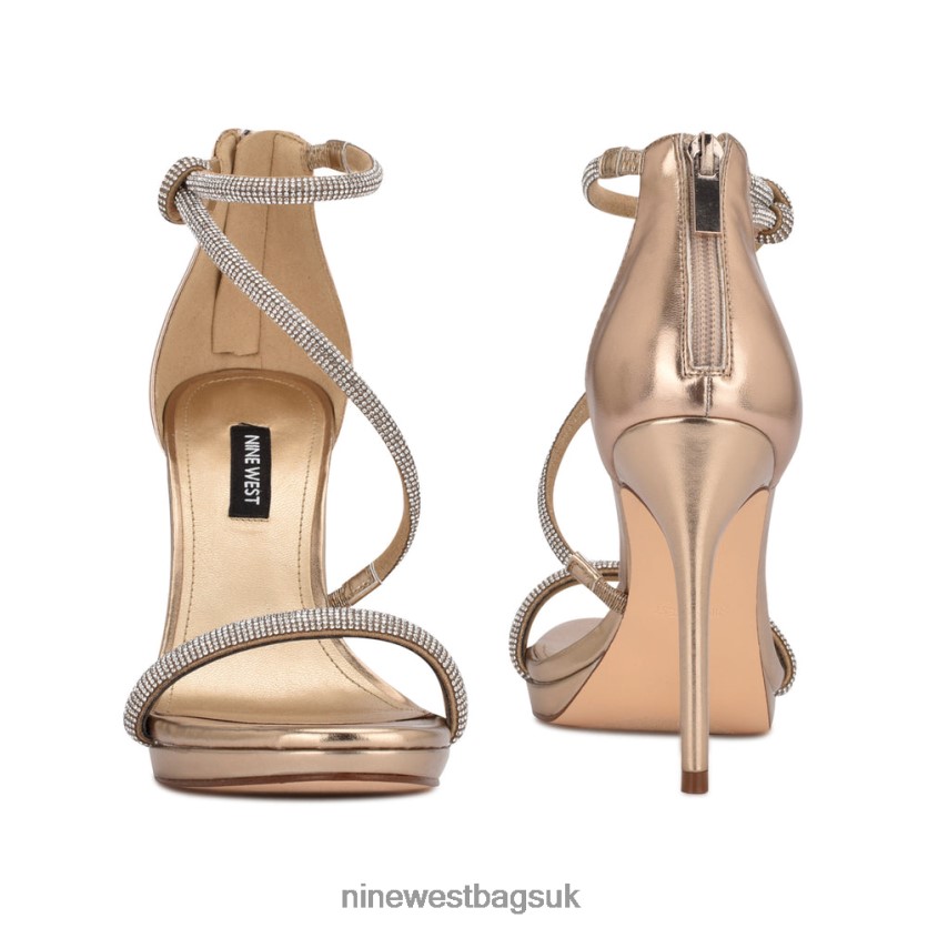 Nine West Lavern Strappy Heeled Sandals RFX40B485 - Nine West UK Bronze Leather