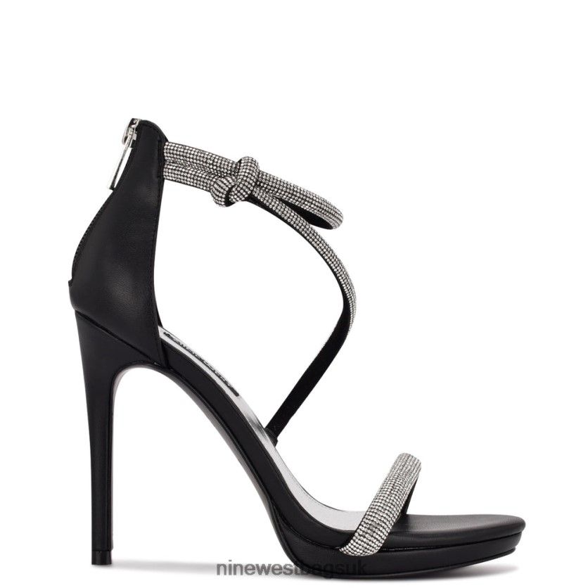 Nine West Lavern Strappy Heeled Sandals RFX40B486 - Nine West Sandals UK Black Suede