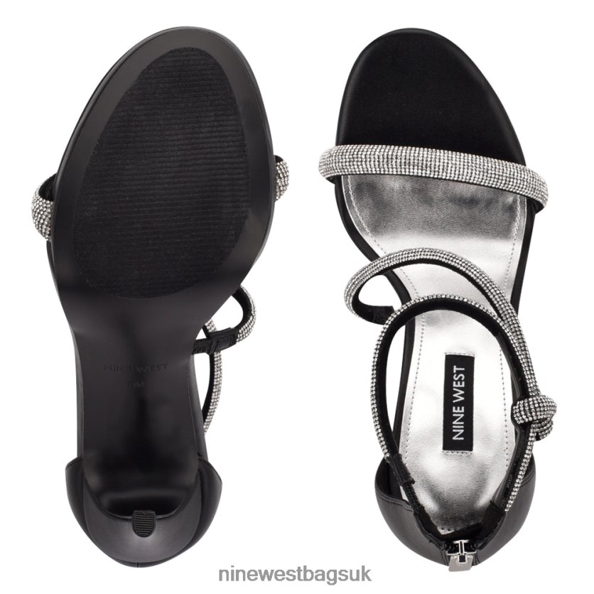 Nine West Lavern Strappy Heeled Sandals RFX40B486 - Nine West Sandals UK Black Suede