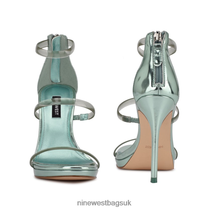 Nine West Leah Heeled Sandals RFX40B1938 - Nine West Sandals UK Mint Metallic
