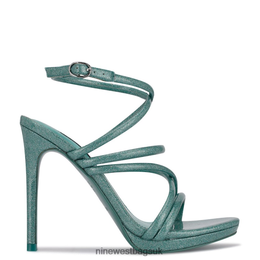 Nine West Lexy Ankle Strap Heeled Sandals RFX40B1940 - Nine West Bags UK Blue Glitter