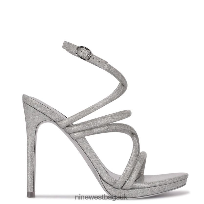 Nine West Lexy Ankle Strap Heeled Sandals RFX40B1942 - Nine West Sandals UK Silver Iridescent