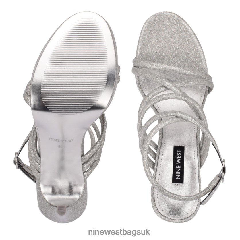 Nine West Lexy Ankle Strap Heeled Sandals RFX40B544 - Nine West Bags UK Silver Iridescent