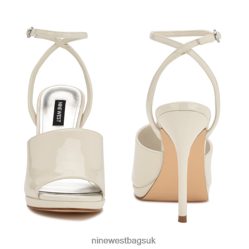 Nine West Limbery Anke Strap Sandals RFX40B1778 - Nine West Sandals UK Chic Cream Patent