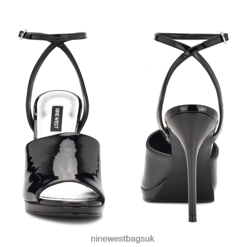 Nine West Limbery Anke Strap Sandals RFX40B361 - Nine West UK Black Patent