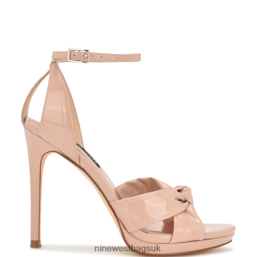 Nine West Lovya Ankle Strap Sandals RFX40B355 - Nine West UK Sale Light Natural Patent