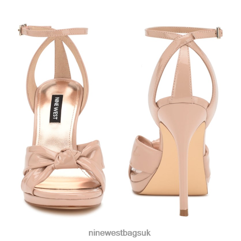 Nine West Lovya Ankle Strap Sandals RFX40B355 - Nine West UK Sale Light Natural Patent