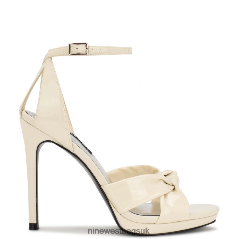 Nine West Lovya Ankle Strap Sandals RFX40B356 - Nine West Bags UK Chic Cream Patent