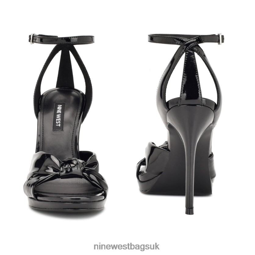 Nine West Lovya Ankle Strap Sandals RFX40B357 - Nine West UK Black Patent