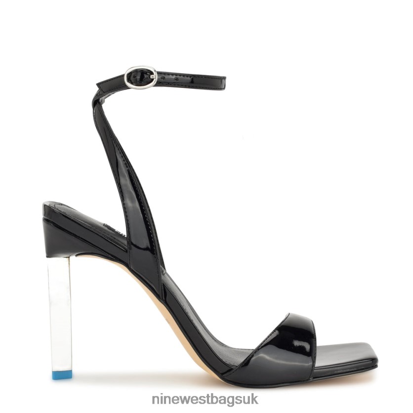 Nine West Maris Heeled Sandals RFX40B1734 - Nine West Sandals UK Black Patent
