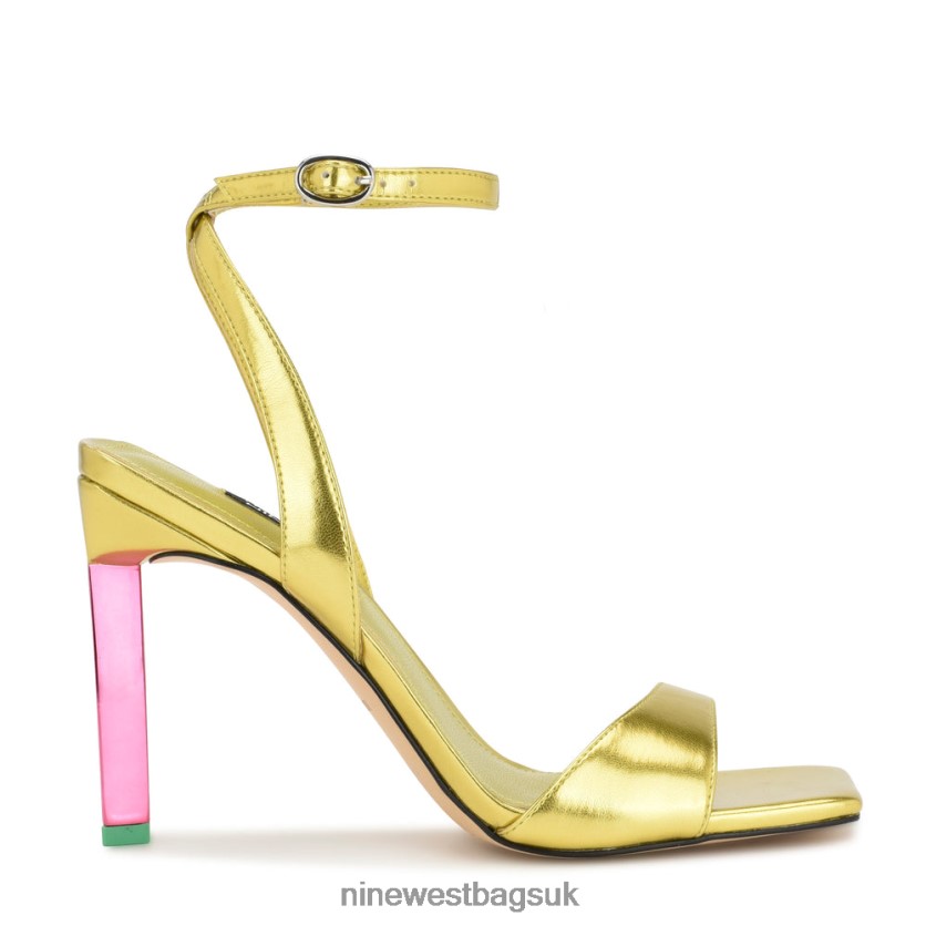Nine West Maris Heeled Sandals RFX40B222 - Nine West Sandals UK Yellow Metallic