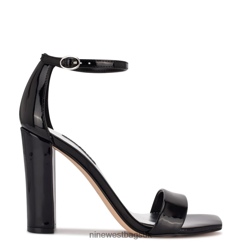 Nine West Marrie Ankle Strap Sandals RFX40B491 - Nine West UK Sale Black Patent