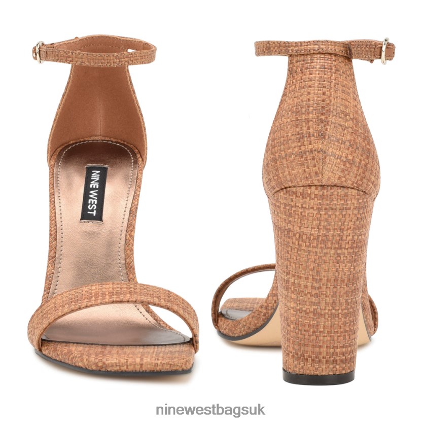 Nine West Marrie Woven Ankle Strap Sandals RFX40B338 - Nine West Sandals UK Brown Raffia