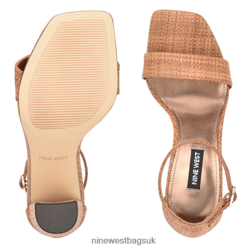 Nine West Marrie Woven Ankle Strap Sandals RFX40B338 - Nine West Sandals UK Brown Raffia