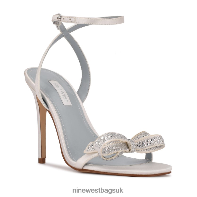 Nine West Marry Bow Heeled Sandals RFX40B1969 - Nine West UK White Satin
