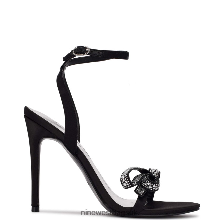 Nine West Marry Bow Heeled Sandals RFX40B421 - Nine West UK Black Satin Crystal