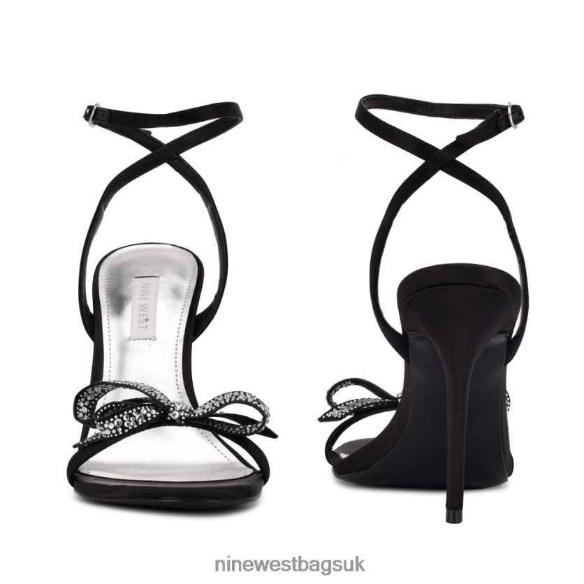 Nine West Marry Bow Heeled Sandals RFX40B421 - Nine West UK Black Satin Crystal