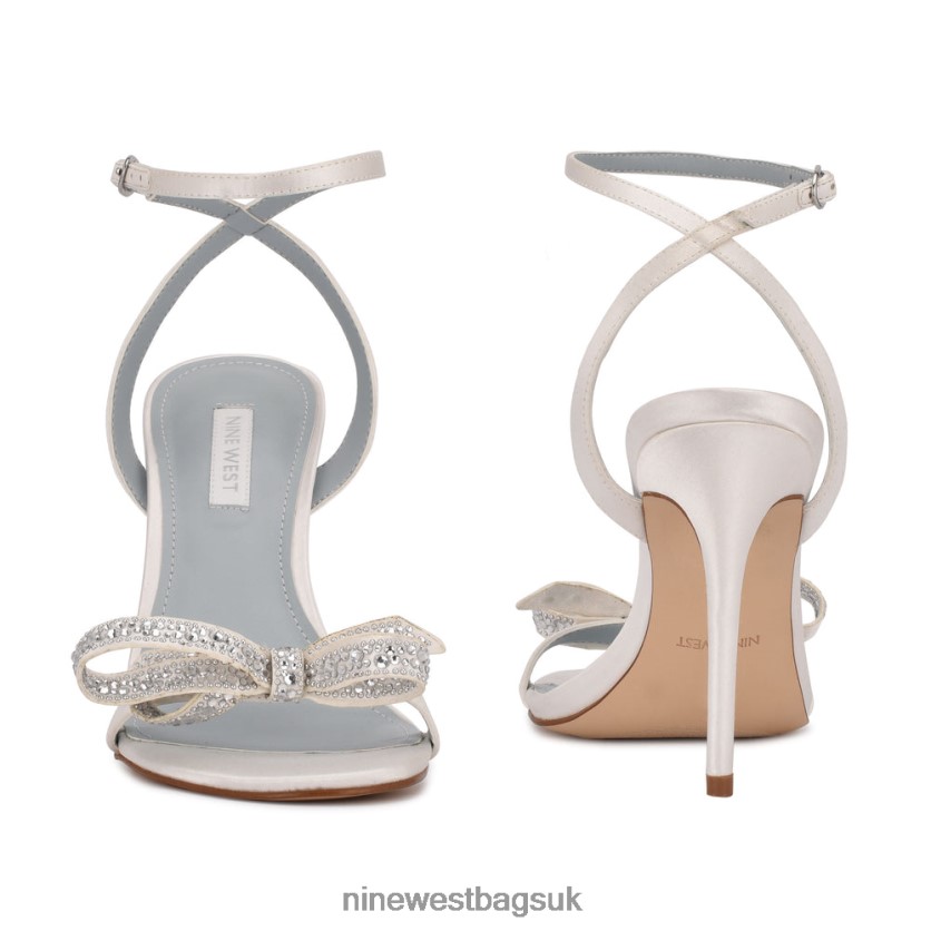 Nine West Marry Bow Heeled Sandals RFX40B558 - Nine West Sandals UK White Satin