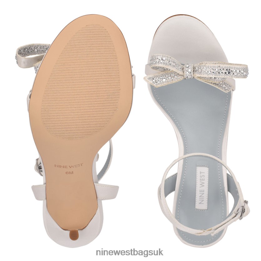 Nine West Marry Bow Heeled Sandals RFX40B558 - Nine West Sandals UK White Satin