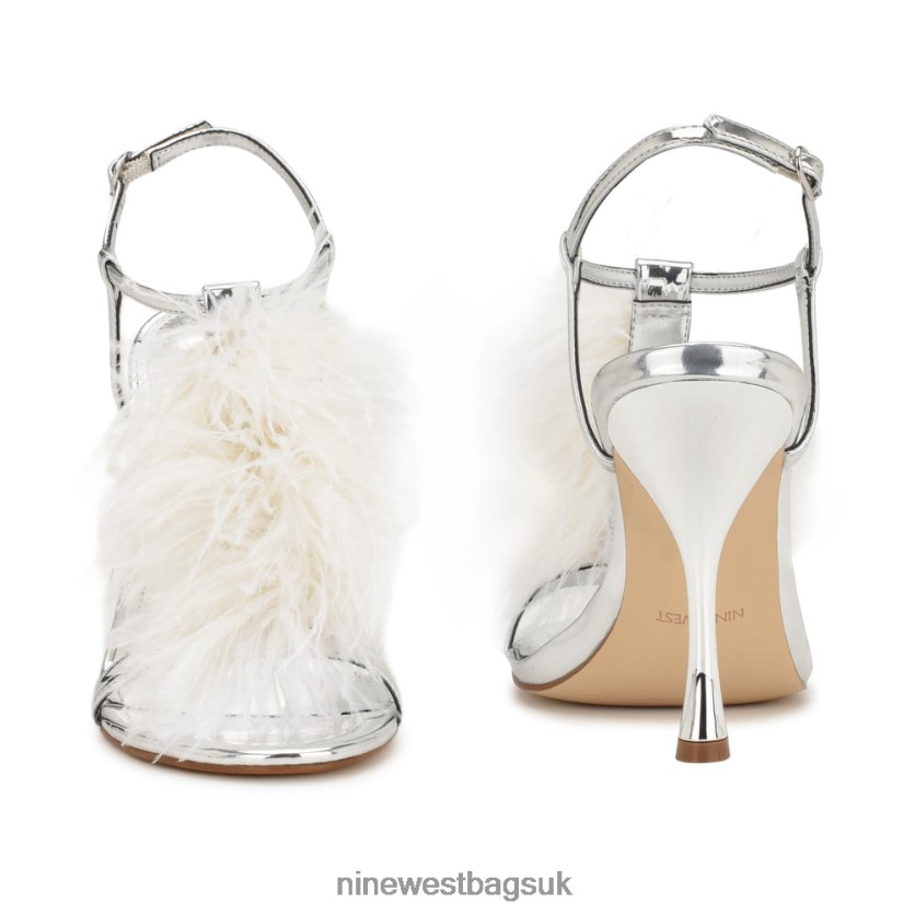 Nine West Million Ankle Strap Heeled Sandals RFX40B1749 - Nine West UK Silver/White