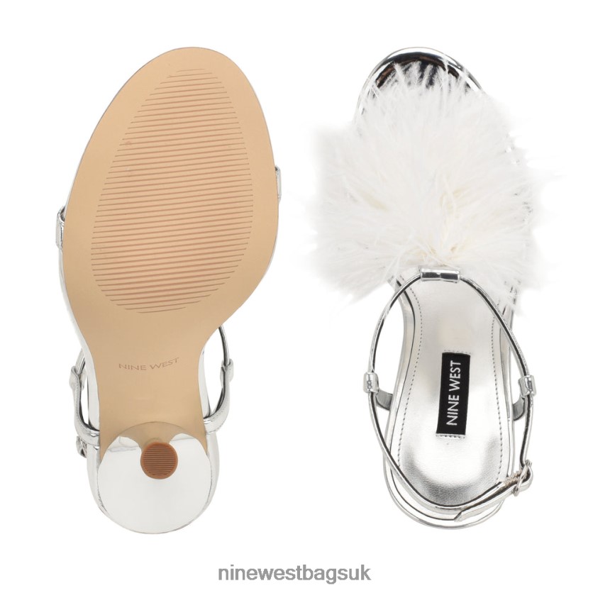 Nine West Million Ankle Strap Heeled Sandals RFX40B285 - Nine West UK Silver/White