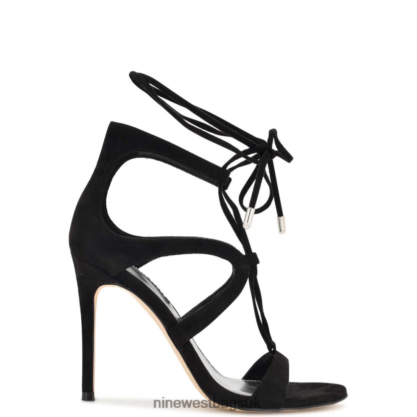 Nine West Mindi Ankle Wrap Heeled Sandals RFX40B372 - Nine West Bags UK Black Suede