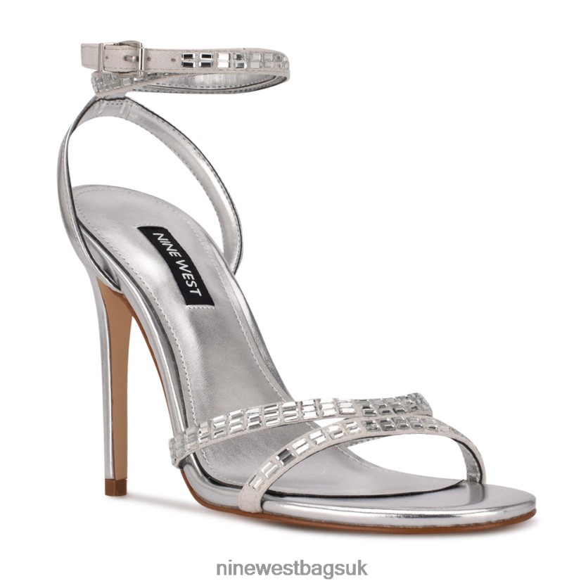 Nine West Mona Ankle Strap Sandals RFX40B554 - Nine West Sandals UK Silver Shimmer Suede