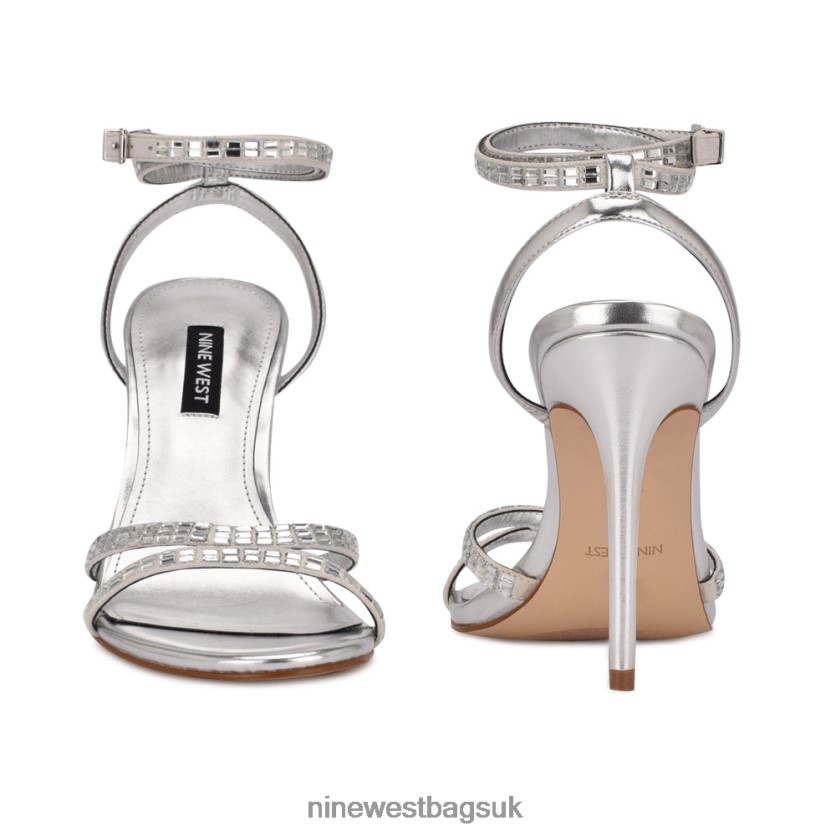 Nine West Mona Ankle Strap Sandals RFX40B554 - Nine West Sandals UK Silver Shimmer Suede