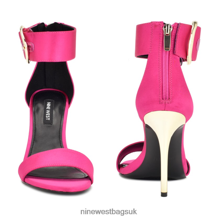Nine West Mova Ankle Strap Heeled Sandals RFX40B1844 - Nine West Bags UK Pink Satin Crystal