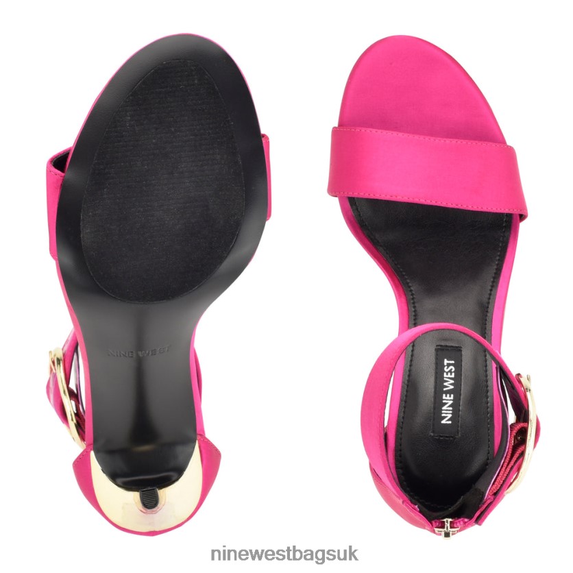 Nine West Mova Ankle Strap Heeled Sandals RFX40B1844 - Nine West Bags UK Pink Satin Crystal