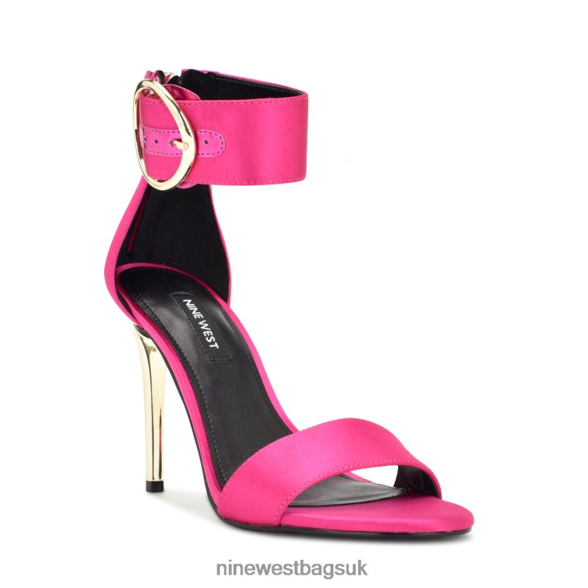 Nine West Mova Ankle Strap Heeled Sandals RFX40B440 - Nine West Bags UK Pink Satin Crystal