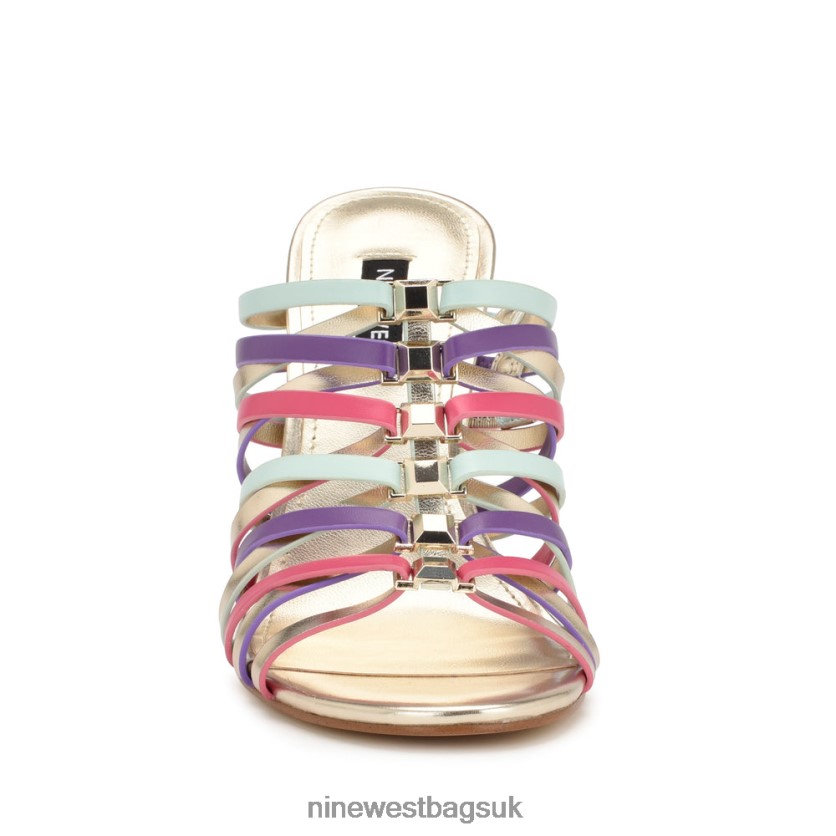 Nine West Must Heeled Slide Sandals RFX40B151 - Nine West UK Sale Gold Multi