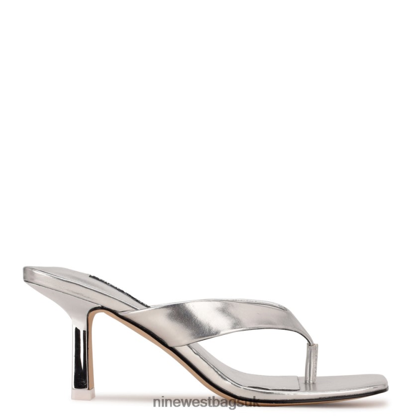 Nine West Nest Heeled Thong Sandals RFX40B1926 - Nine West Sandals UK Silver