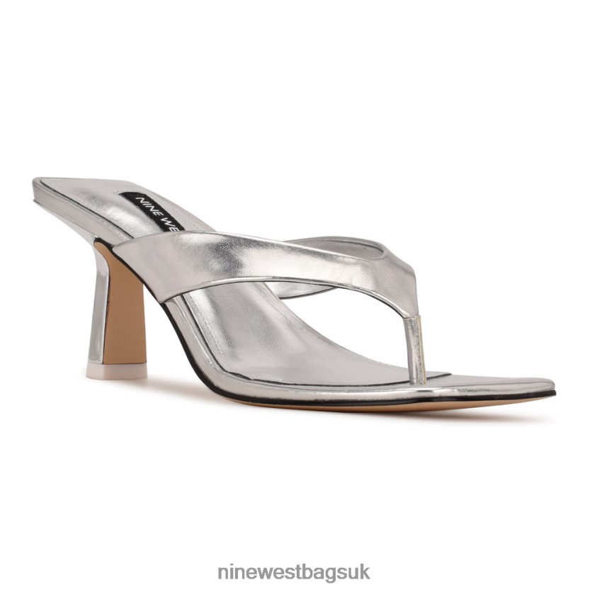 Nine West Nest Heeled Thong Sandals RFX40B1926 - Nine West Sandals UK Silver