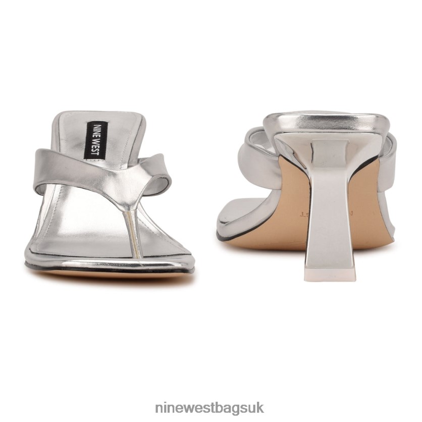 Nine West Nest Heeled Thong Sandals RFX40B1926 - Nine West Sandals UK Silver