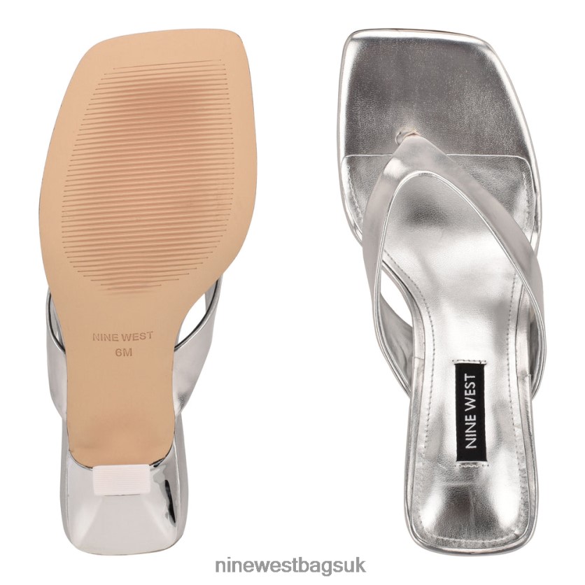 Nine West Nest Heeled Thong Sandals RFX40B1926 - Nine West Sandals UK Silver