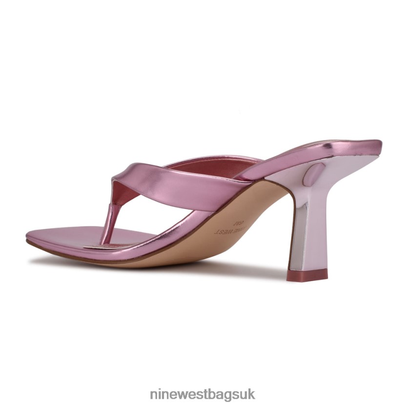Nine West Nest Heeled Thong Sandals RFX40B1928 - Nine West Bags UK Pink Metallic