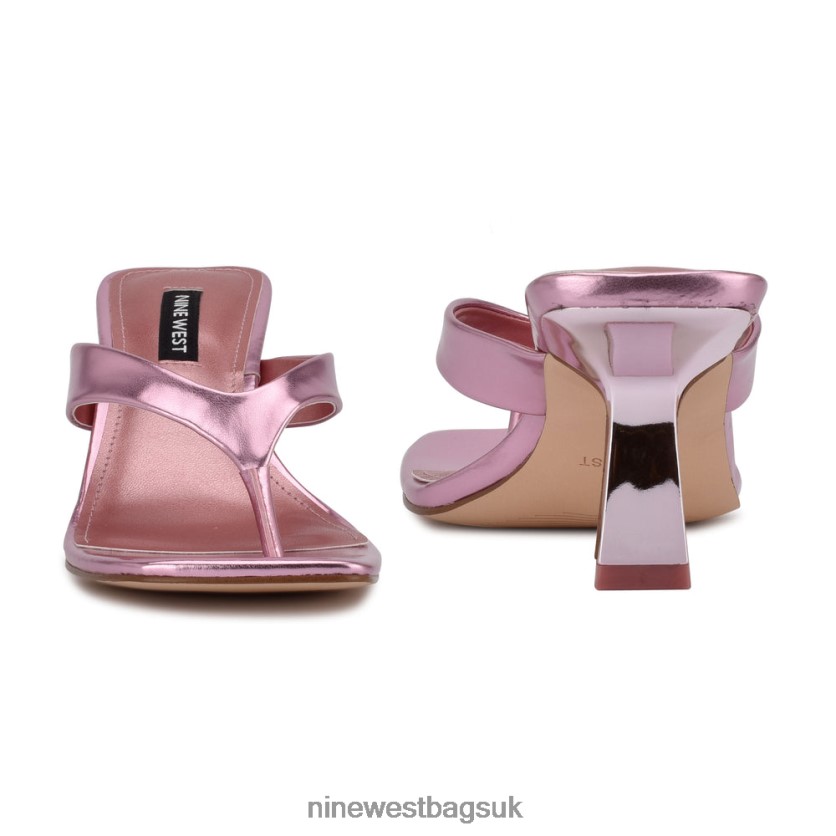 Nine West Nest Heeled Thong Sandals RFX40B1928 - Nine West Bags UK Pink Metallic