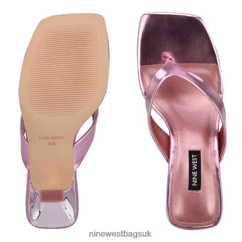 Nine West Nest Heeled Thong Sandals RFX40B526 - Nine West Sandals UK Pink Metallic