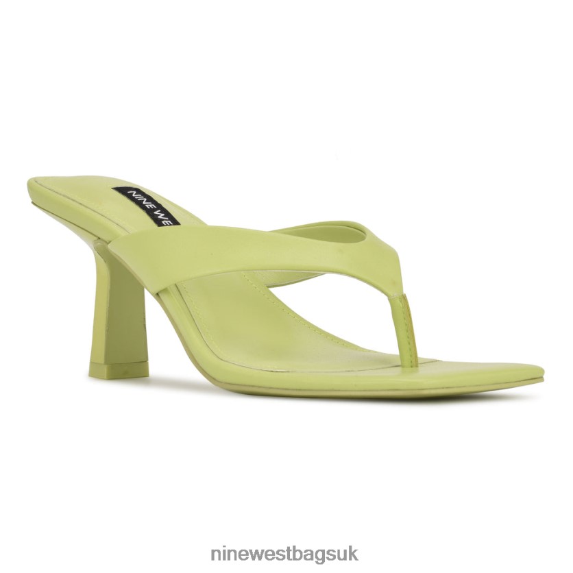 Nine West Nest Heeled Thong Sandals RFX40B607 - Nine West UK Sale Neon Lime