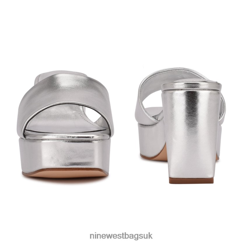 Nine West Oklee Platform Slide Sandals RFX40B599 - Nine West UK Sale Silver