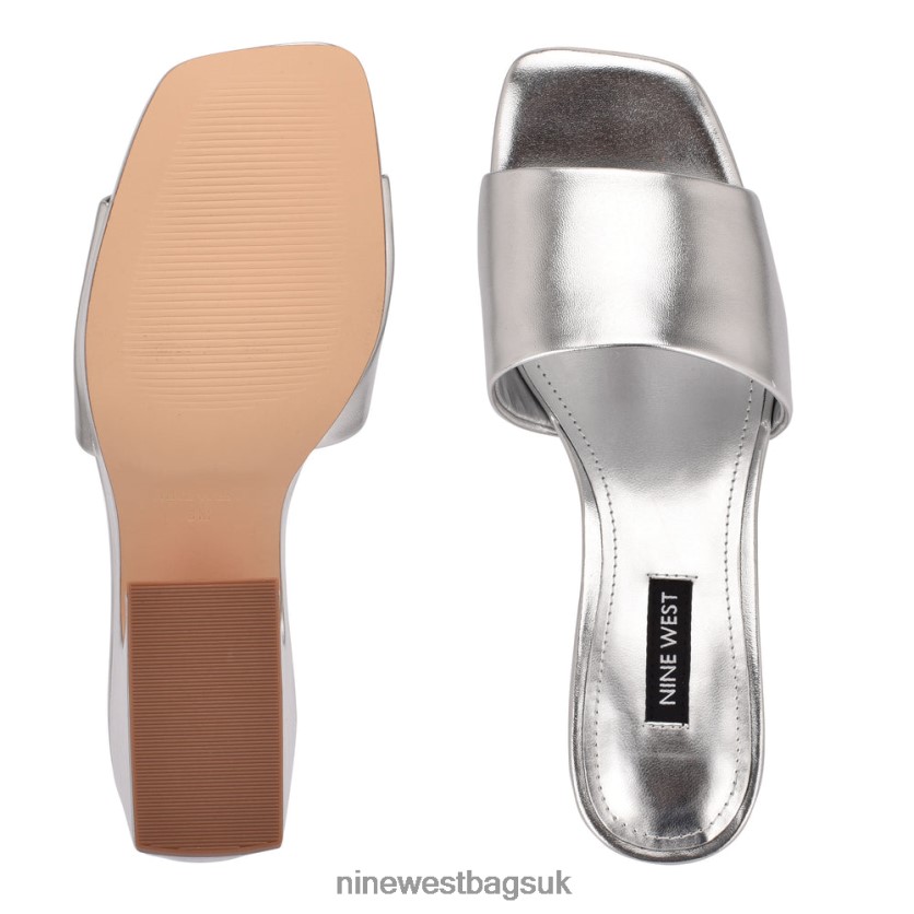 Nine West Oklee Platform Slide Sandals RFX40B599 - Nine West UK Sale Silver