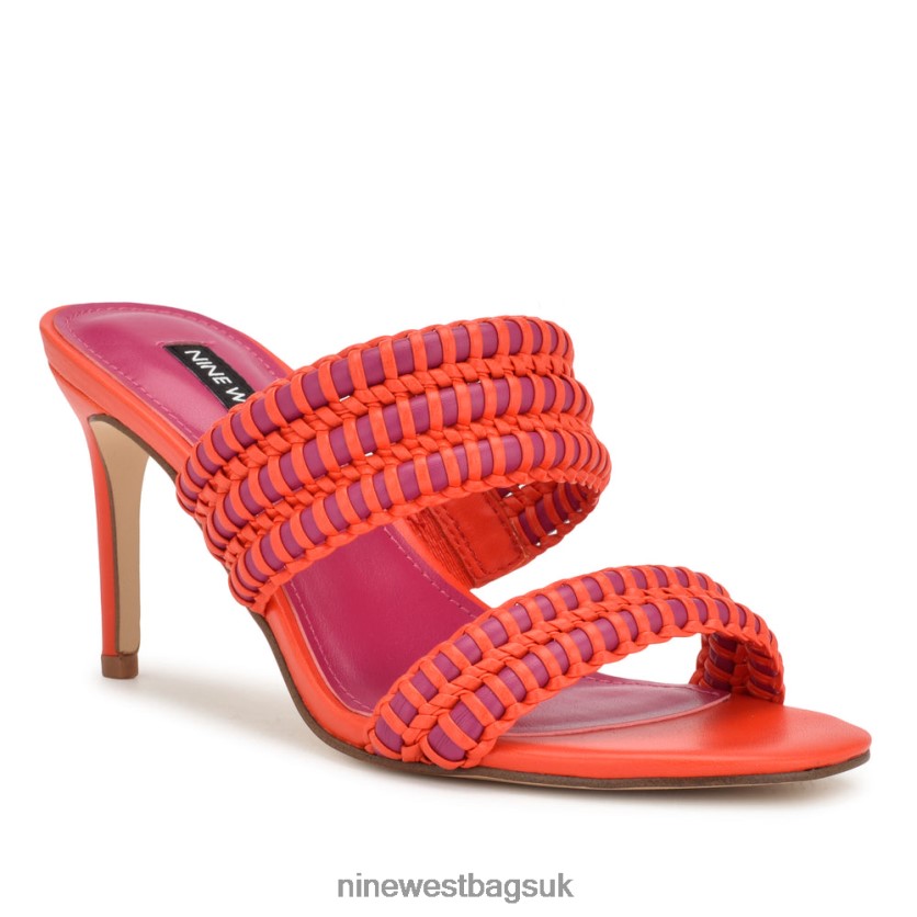 Nine West Pause Heeled Slide Sandals RFX40B133 - Nine West UK Orange Pink