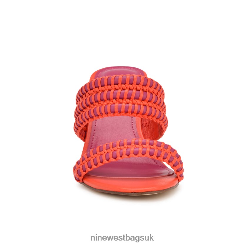 Nine West Pause Heeled Slide Sandals RFX40B133 - Nine West UK Orange Pink